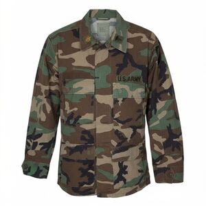 Vintage Military BDU Coat US Army Woodland Camouflage, Ripstop Cotton/Nylon